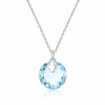Златно колие със син топаз Azure Clover от бяло злато