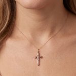 Кръст от розово и бяло злато ROSE DIVINITY