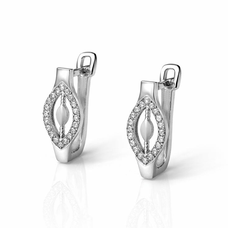 Обеци бяло злато с английскза закопчалка KARINA