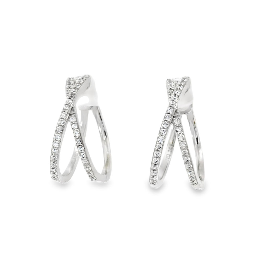 Обеци халки бяло злато с камъни циркон Stefani