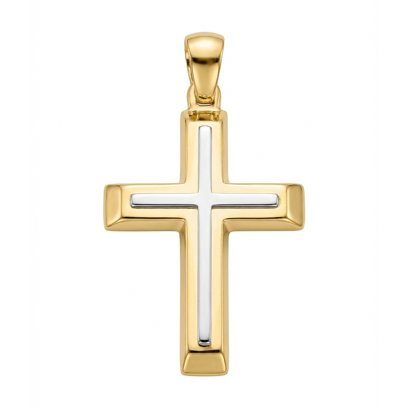 Златен кръст от жълто и бяло злато Eternal Faith