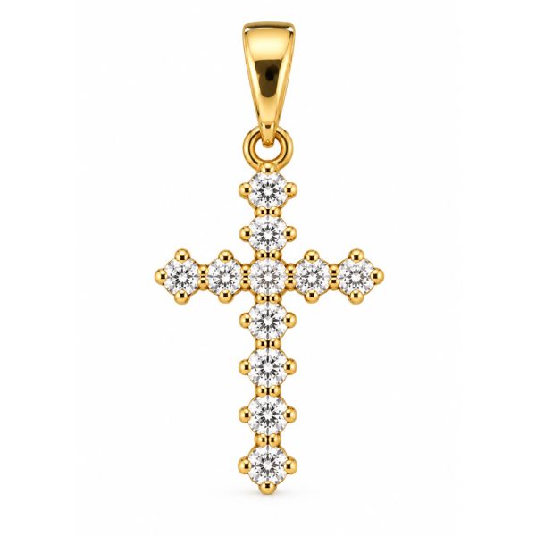 Златен кръст с циркони Divine Light | GOLD ADDICTED