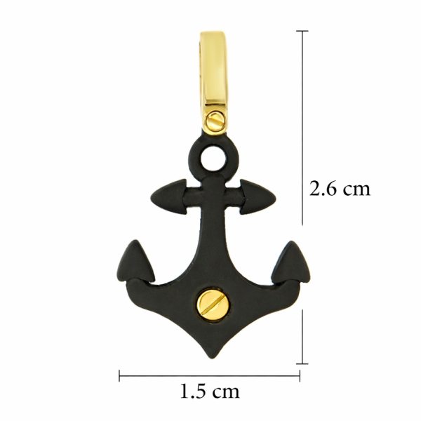 Мъжка висулка титан BLACK ANCHOR от жълто злато 2