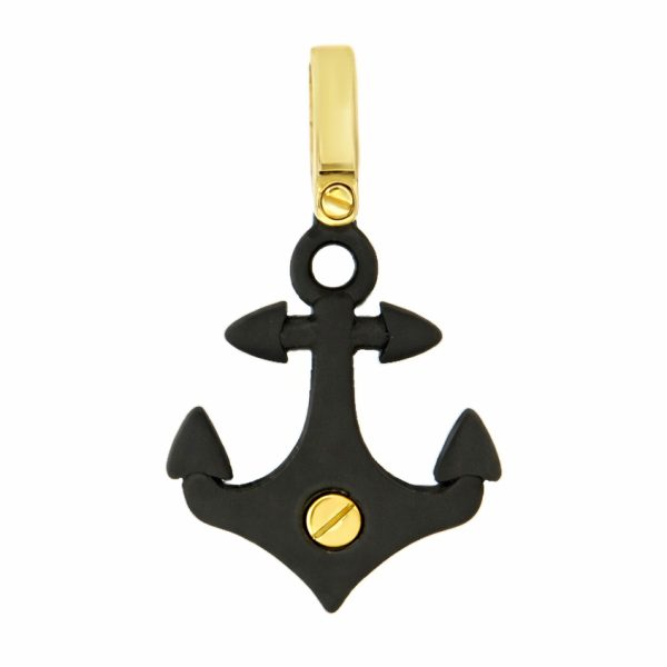 Мъжка висулка титан BLACK ANCHOR от жълто злато 2