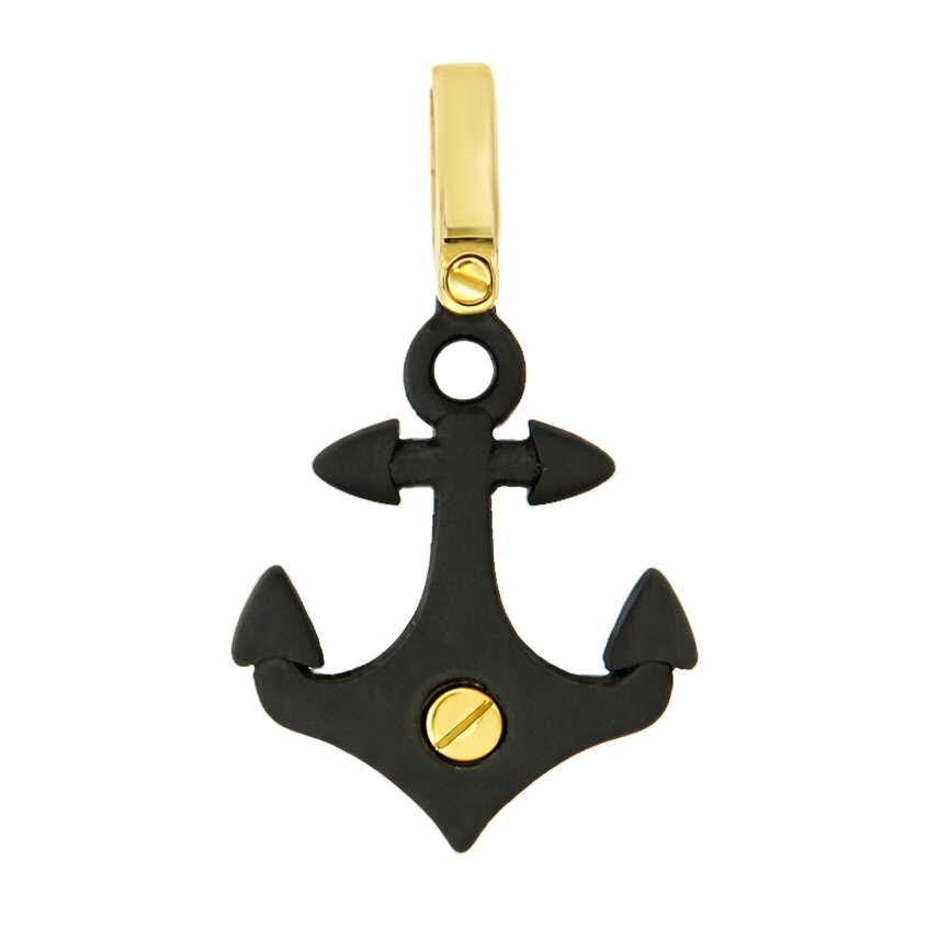 Мъжка висулка BLACK ANCHOR от титан и жълто злато