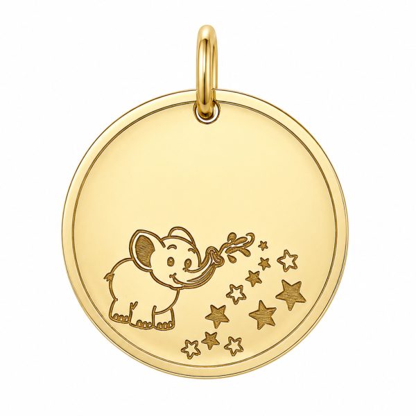 Златен медальон със слонче STARRY ELEPHANT