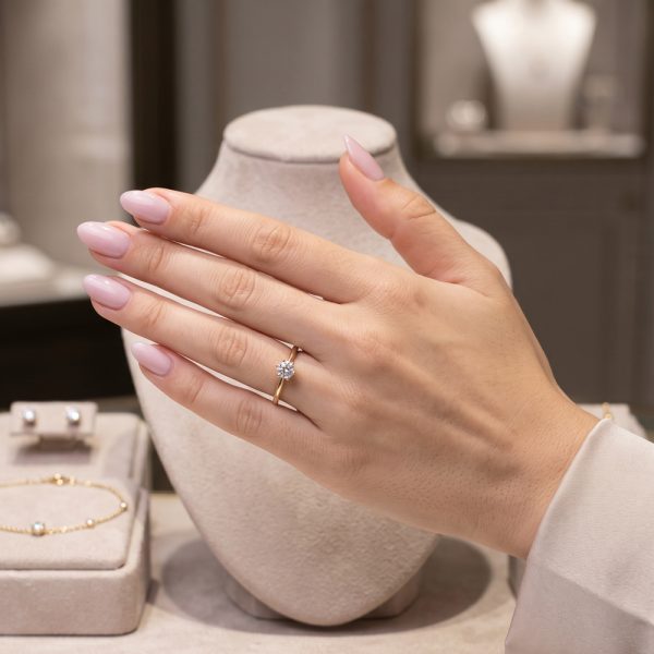 Годежен пръстен Éloise Solitaire от 14K жълто и бяло злато с естествен диамант