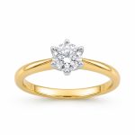 Годежен пръстен Éloise Solitaire от 14K жълто и бяло злато с естествен диамант