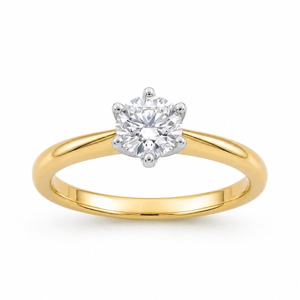 Годежен пръстен Éloise Solitaire от 14K жълто и бяло злато с естествен диамант