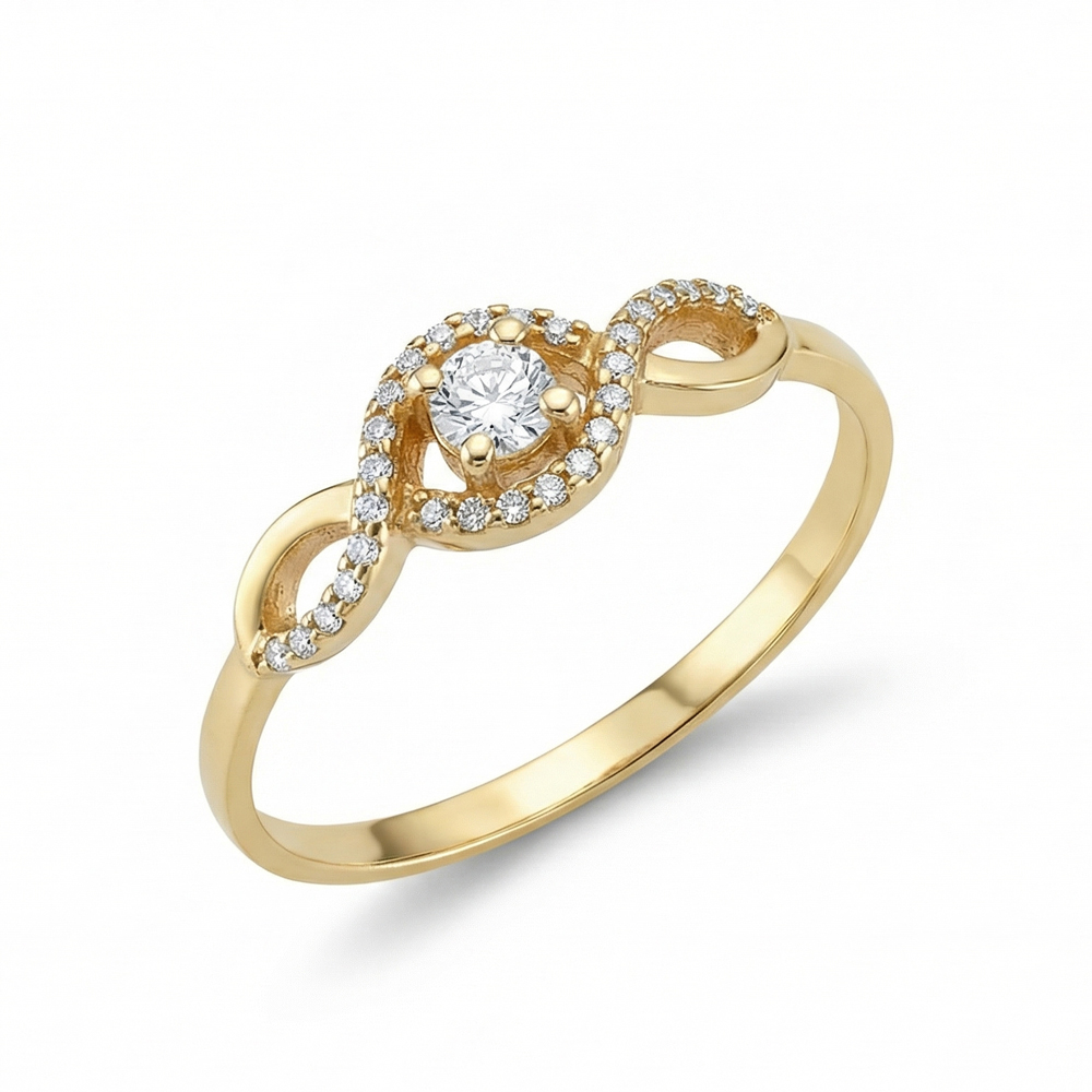 Годежен пръстен с диаманти от жълто злато GIGI