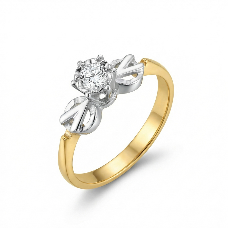 Диамантен годежен пръстен жълто и бяло злато KARAN