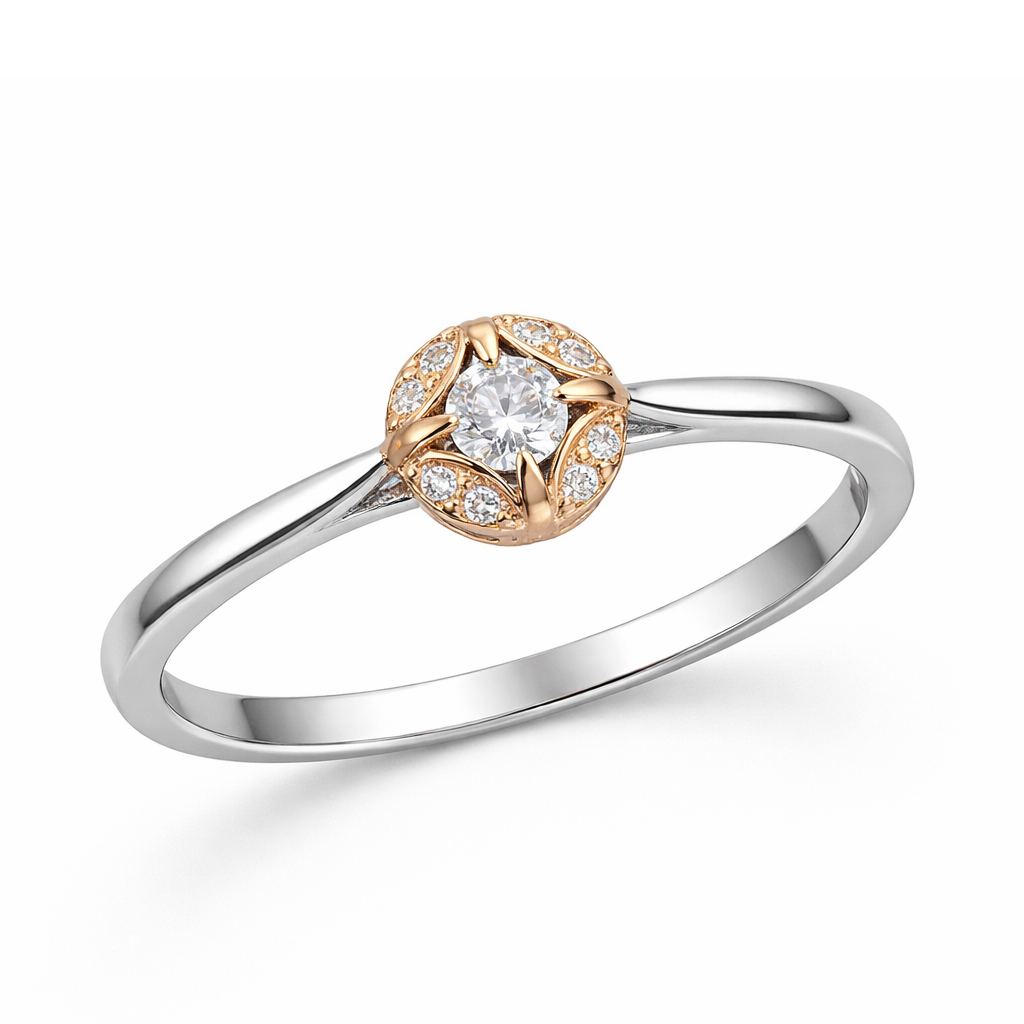 Диамантен годежен пръстен от бяло и розово злато Katrine