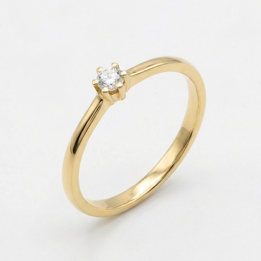 Диамантен пръстен жълто злато Si