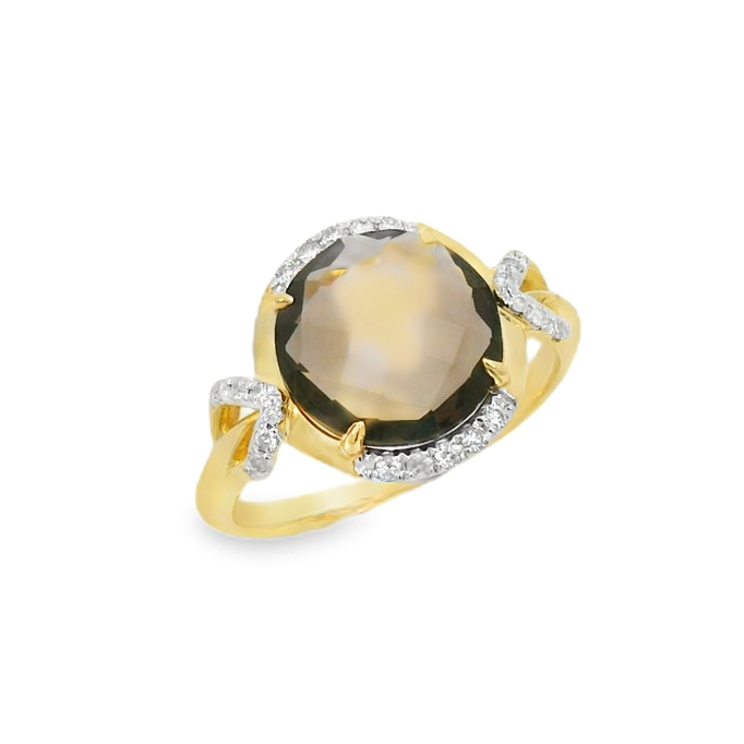 Жълто злато пръстен с топаз и диаманти VeLI