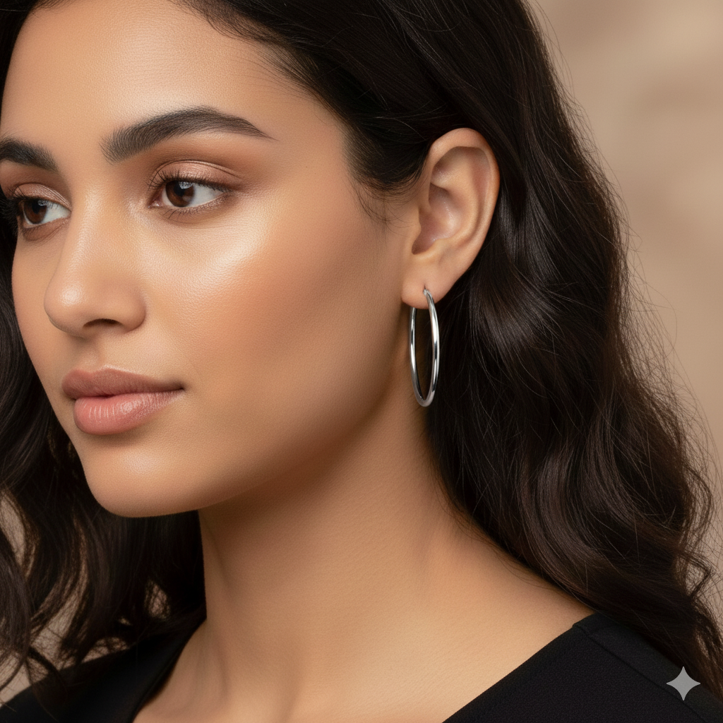 Златни Обеци-Халки ALISA 35 мм или 40 мм Съвременна Елегантност в Бяло Злато