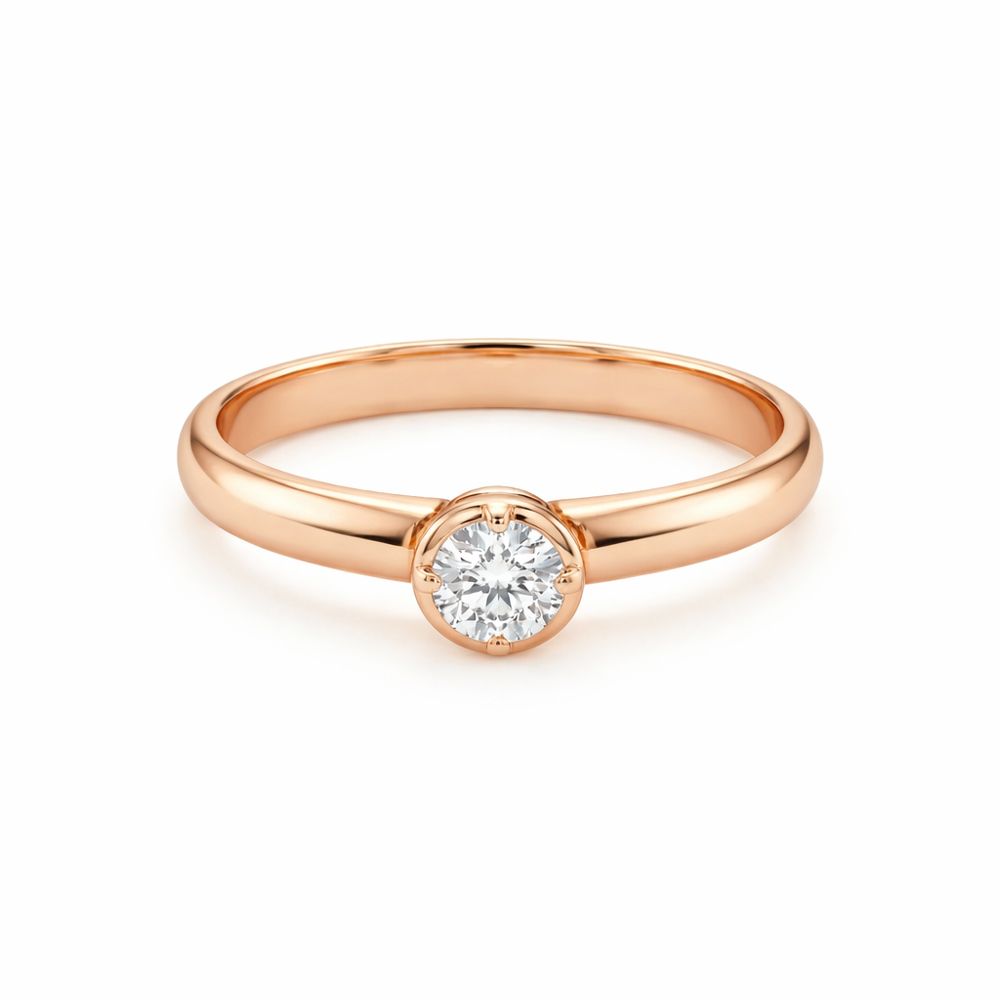 Розово злато годежен диамантен пръстен