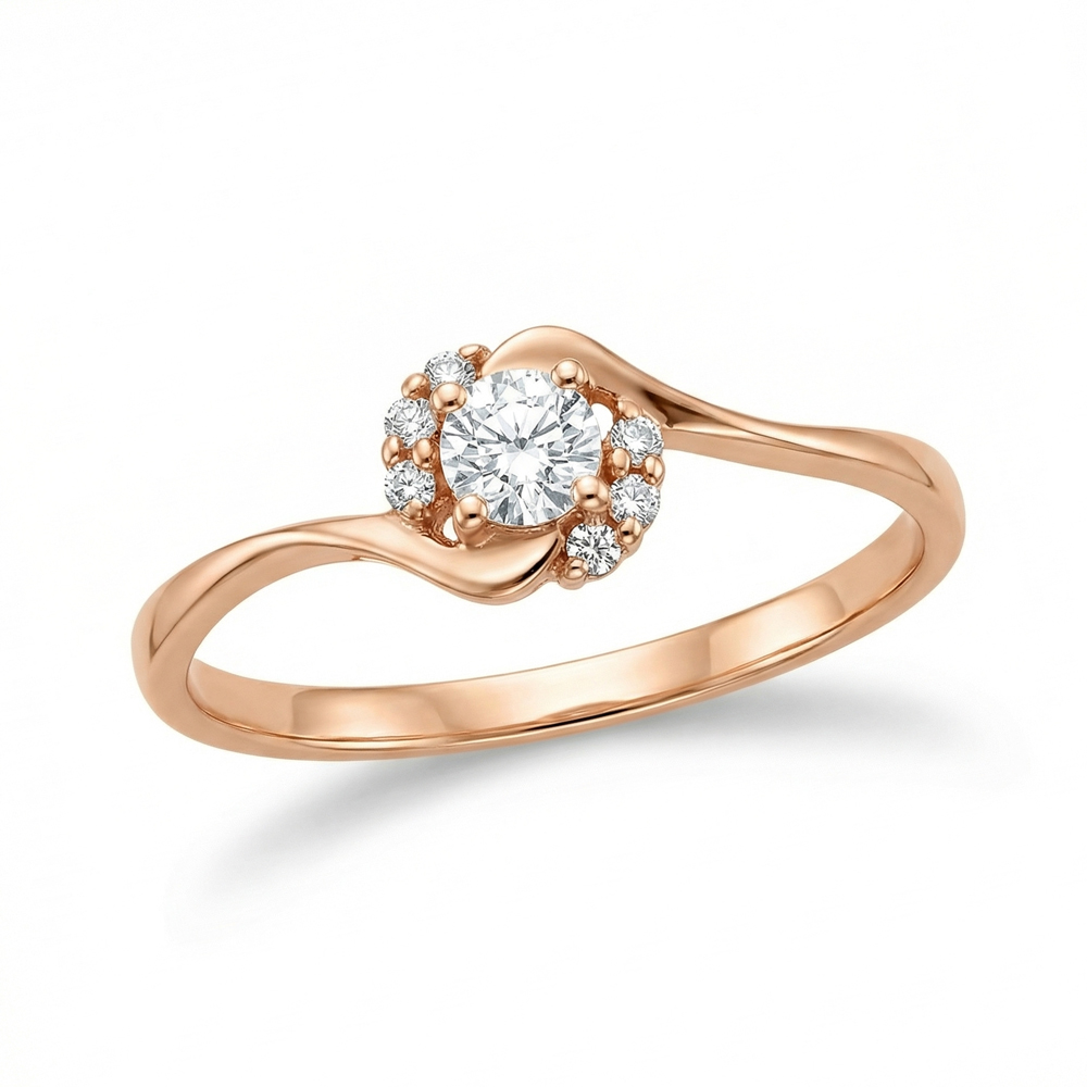 Розово злато пръстен с диаманти подходящ за годеж Ksenia