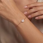 Гривна със сърце и циркони HEART GLOW от розово злато