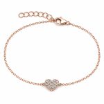 Гривна със сърце и циркони HEART GLOW от розово злато