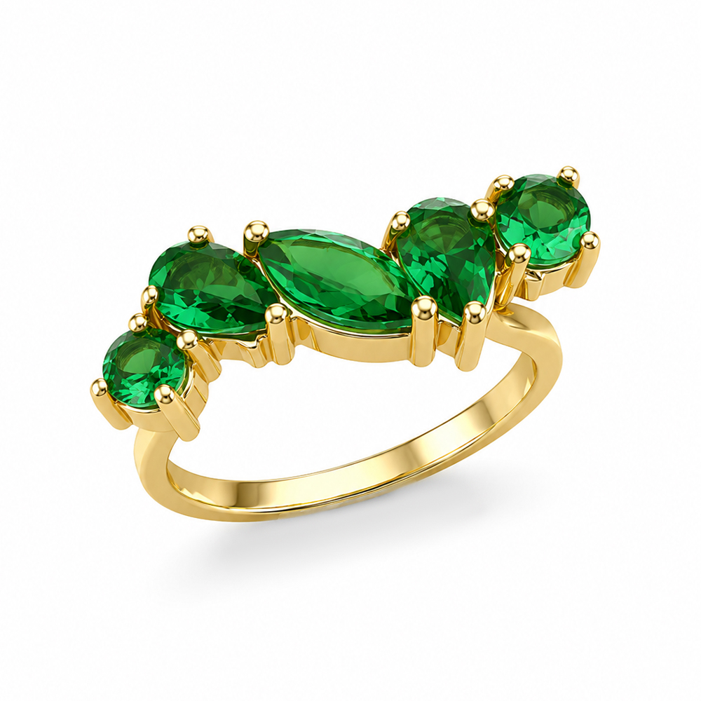 Златен пръстен EMERALD BLOOM