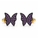 Златни обеци пеперуди VIOLET BUTTERFLY с аметист
