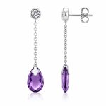 Златни обеци с аметист Violet Drop от бяло злато