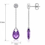 Златни обеци с аметист Violet Drop от бяло злато