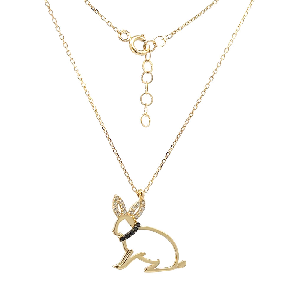 Колие жълто злато с висулка зайче / заек rabbit