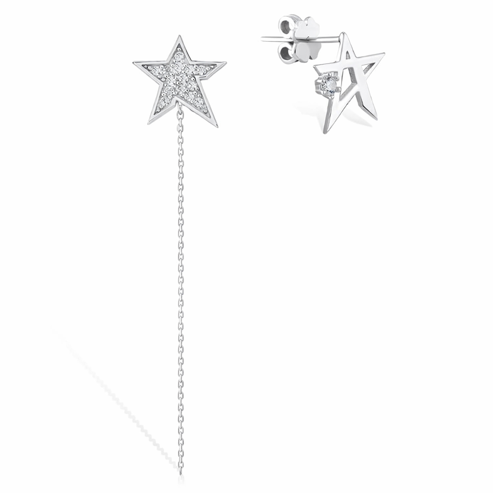 Обеци бяло злато STAR