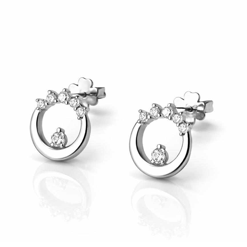 Обеци бяло злато на винт ALISIA