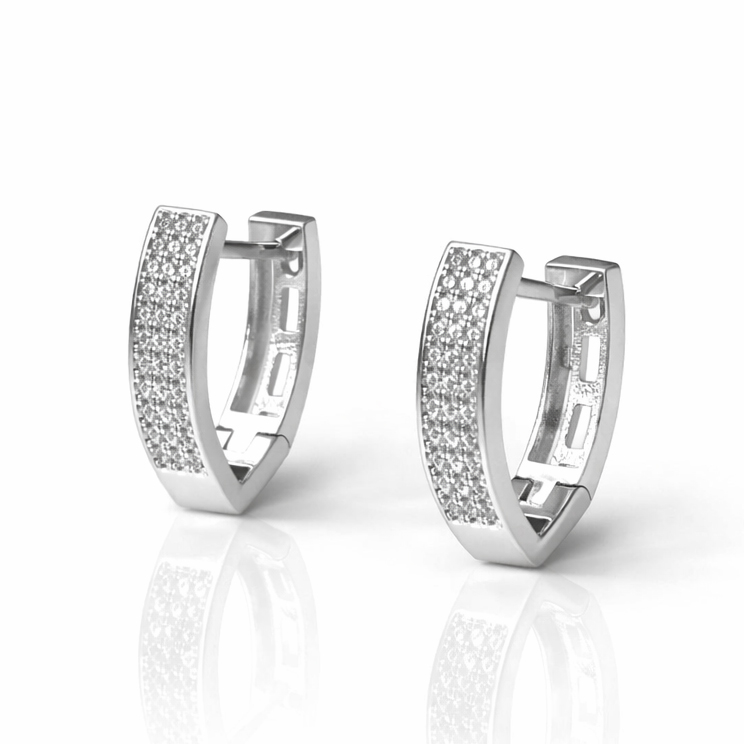 Обеци бяло злато с камъни циркон SOFI