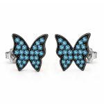Обеци от бяло злато с топаз BLUE BUTTERFLY
