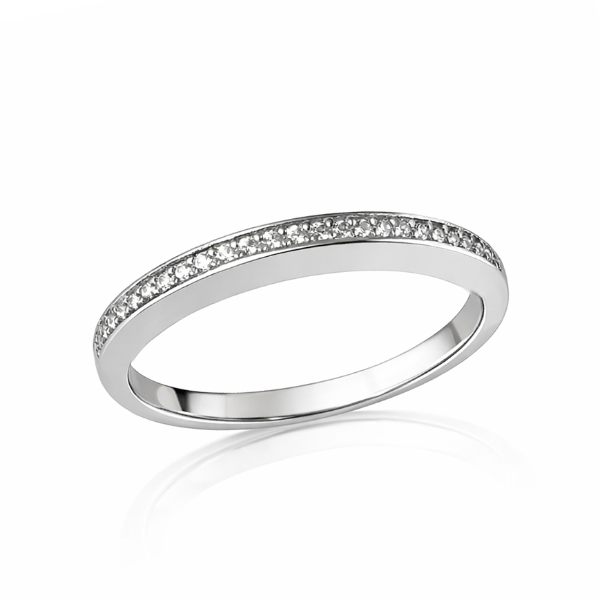 Бяло злато пръстен с циркон VALL