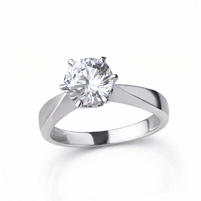 Годежен пръстен бяло злато с голям камък GABRIELL