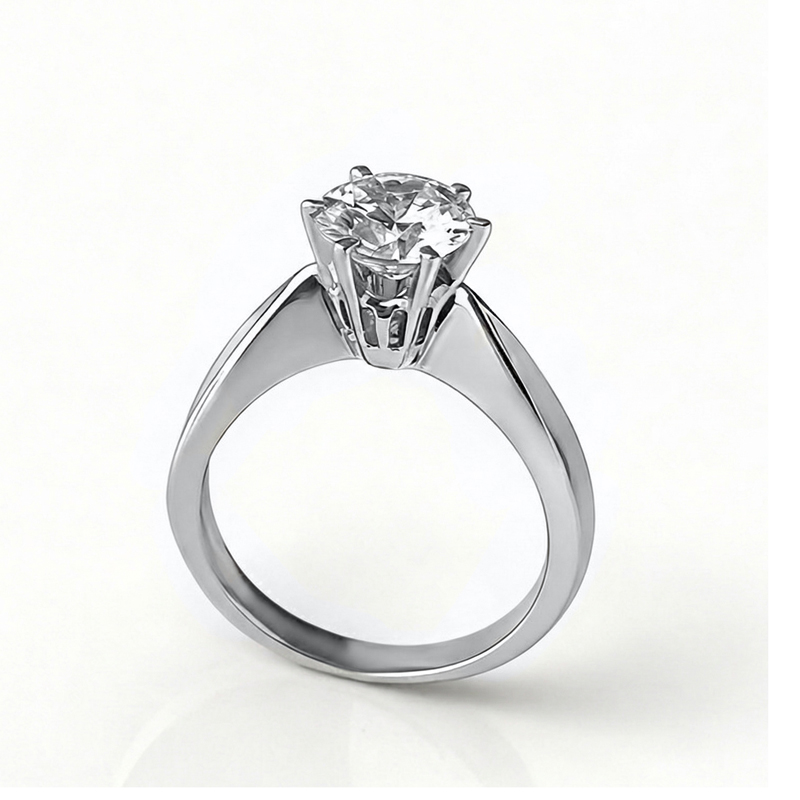 Годежен пръстен бяло злато с голям камък GABRIELL