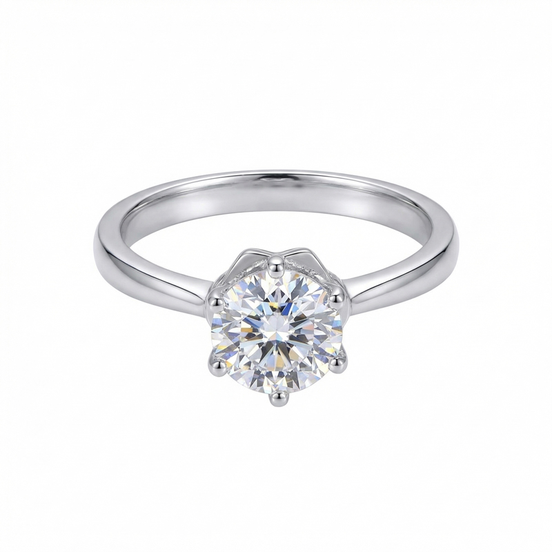 Годежен пръстен бяло злато с голям камък циркон ABI