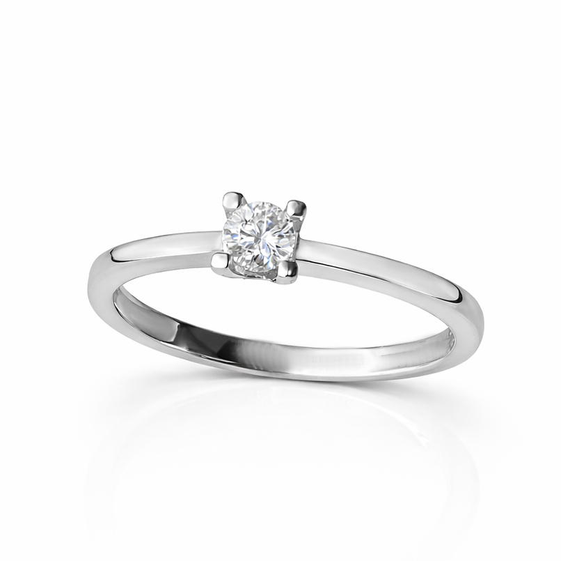 Годежен пръстен бяло злато с централен камък циркон GRACIA