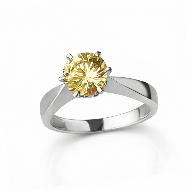 Годежен пръстен бяло злато с цитрин