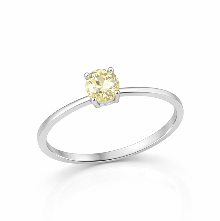 Годежен пръстен бяло злато с цитрин с кръгъл камък