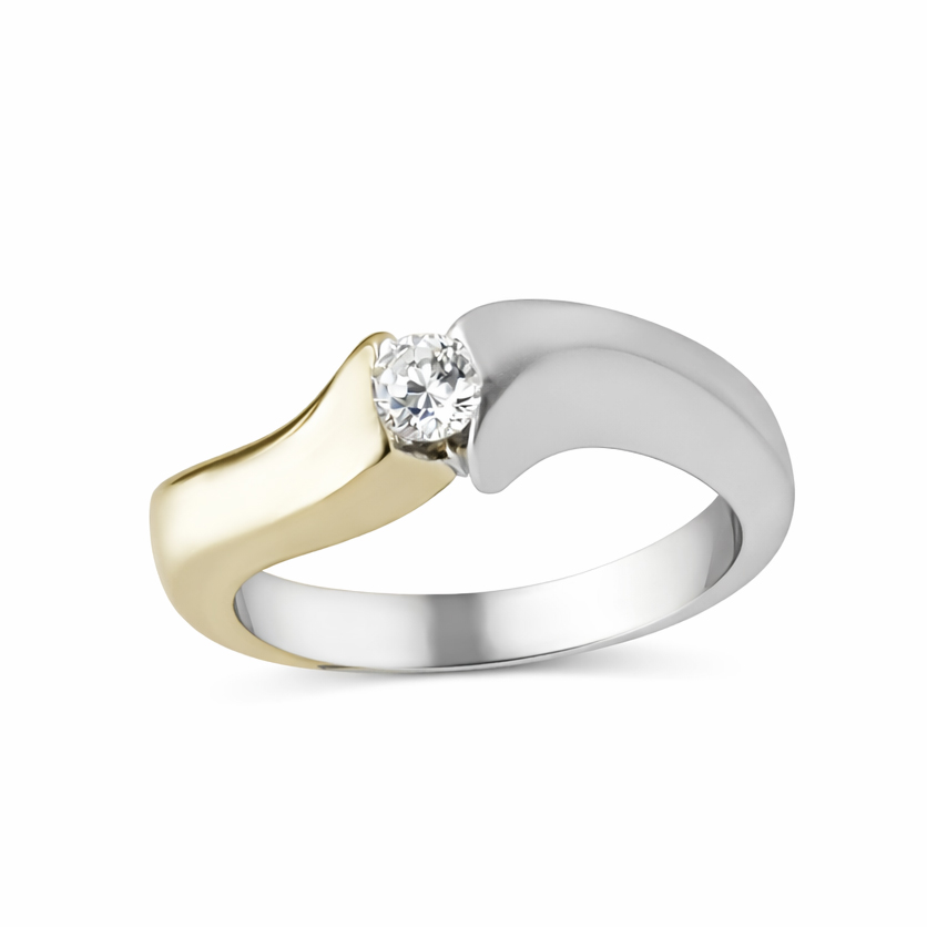 Годежен пръстен бяло и жълто злато
