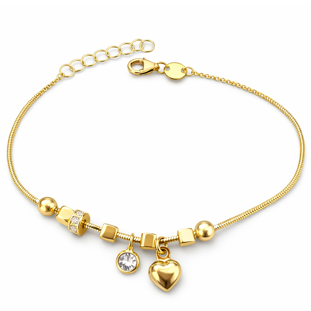 Дамска златна гривна с висящи елементи