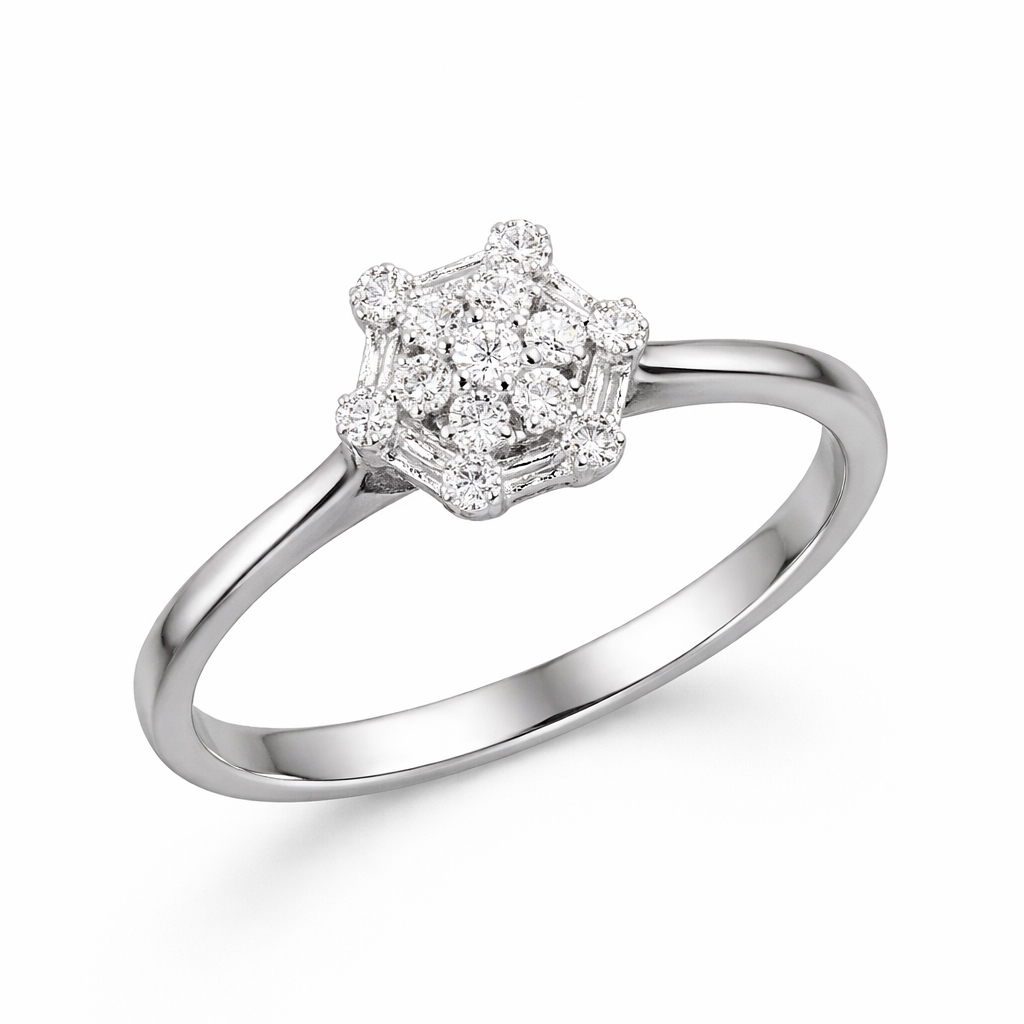 Диамантен годежен пръстен ASTRÉA Halo от бяло злато