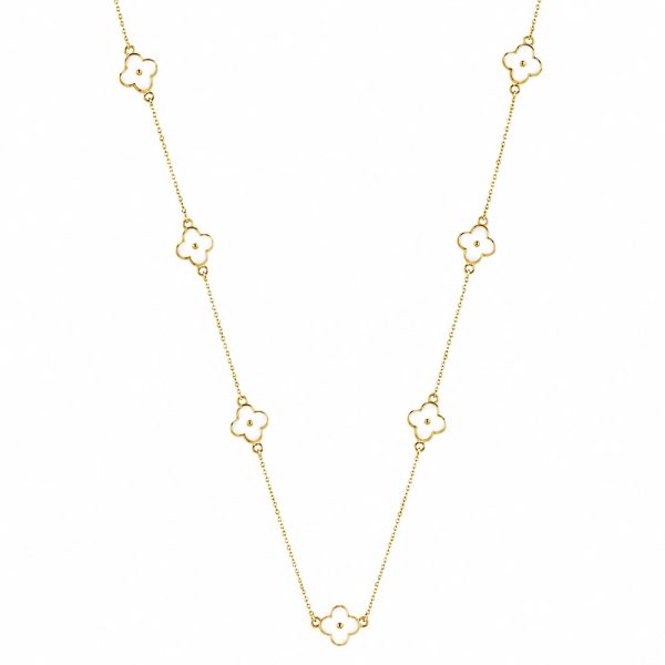 Златно колие White Clover Elegance от жълто злато