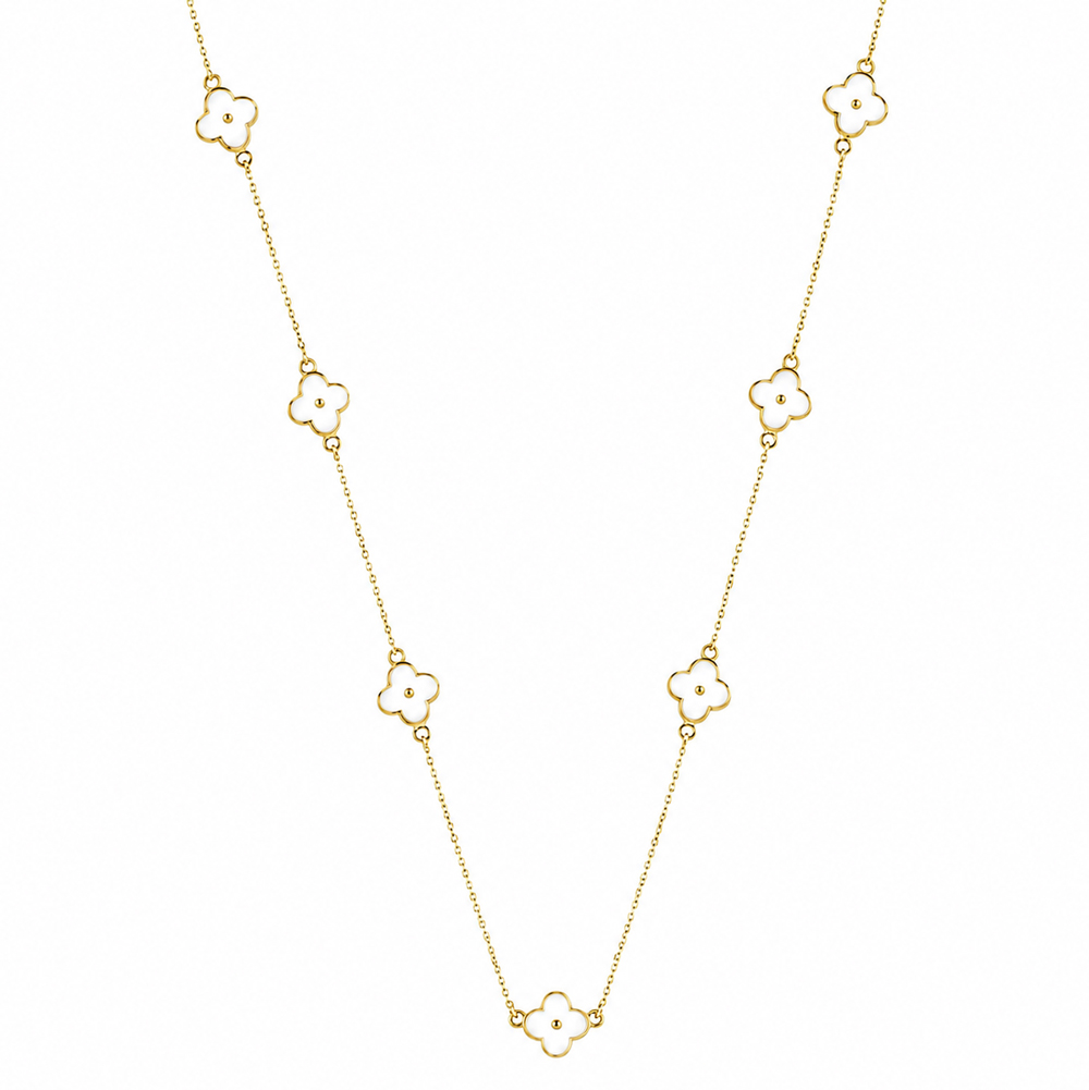 Златно колие White Clover Elegance от жълто злато