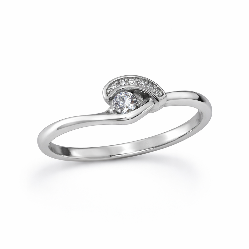 Нежен златен пръстен бяло злато BENI