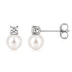 Златни обеци Pearl Classic White