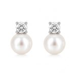 Златни обеци Pearl Classic White