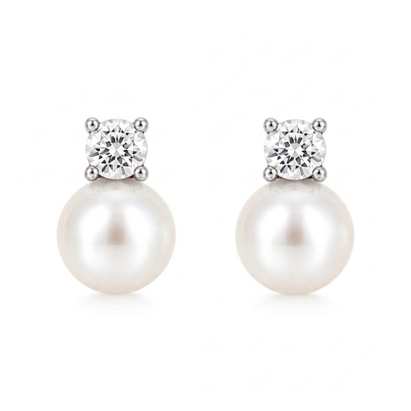 Обеци бяло злато с перла Pearl Classic White – елегантен модел