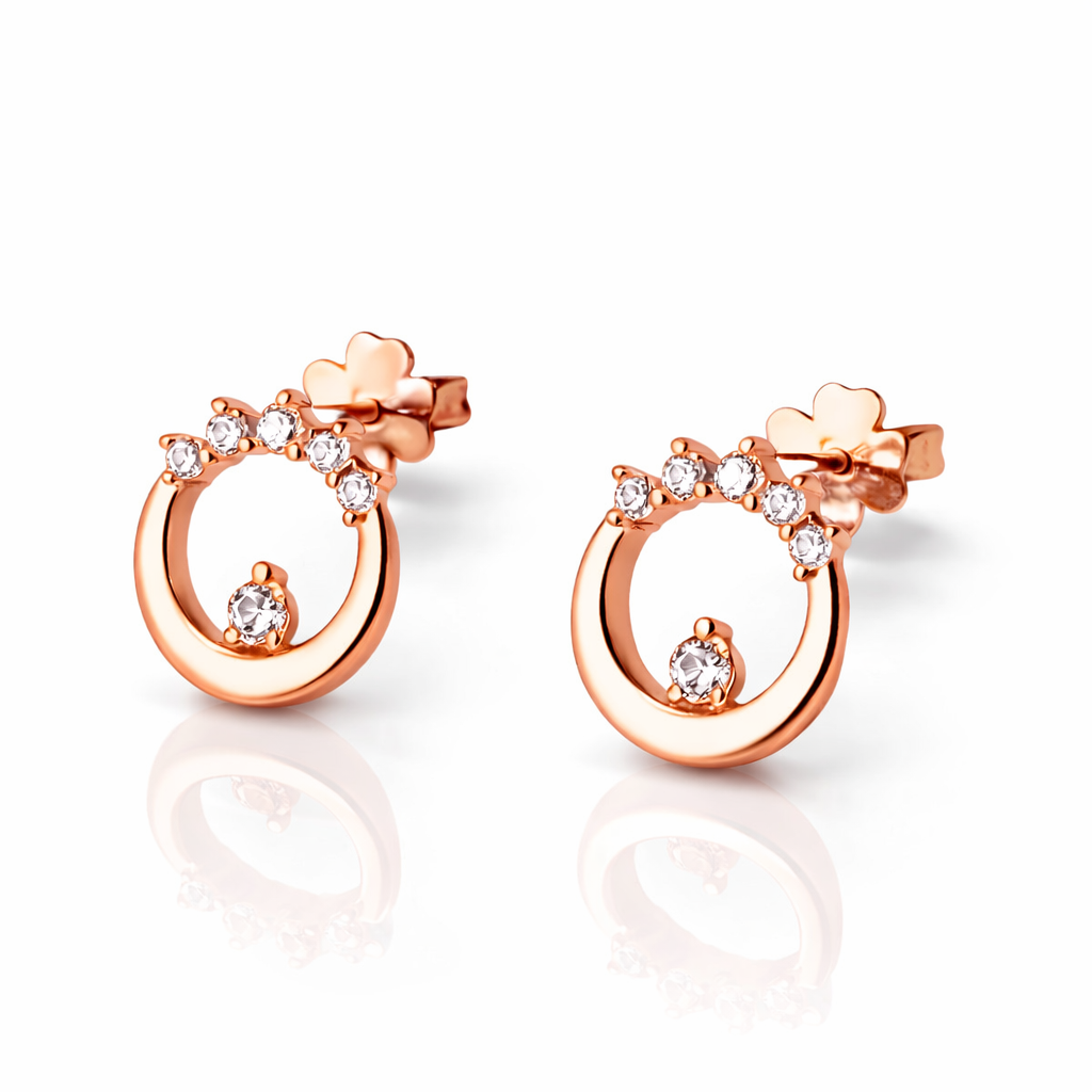 Обеци розово злато на винт ALISIA