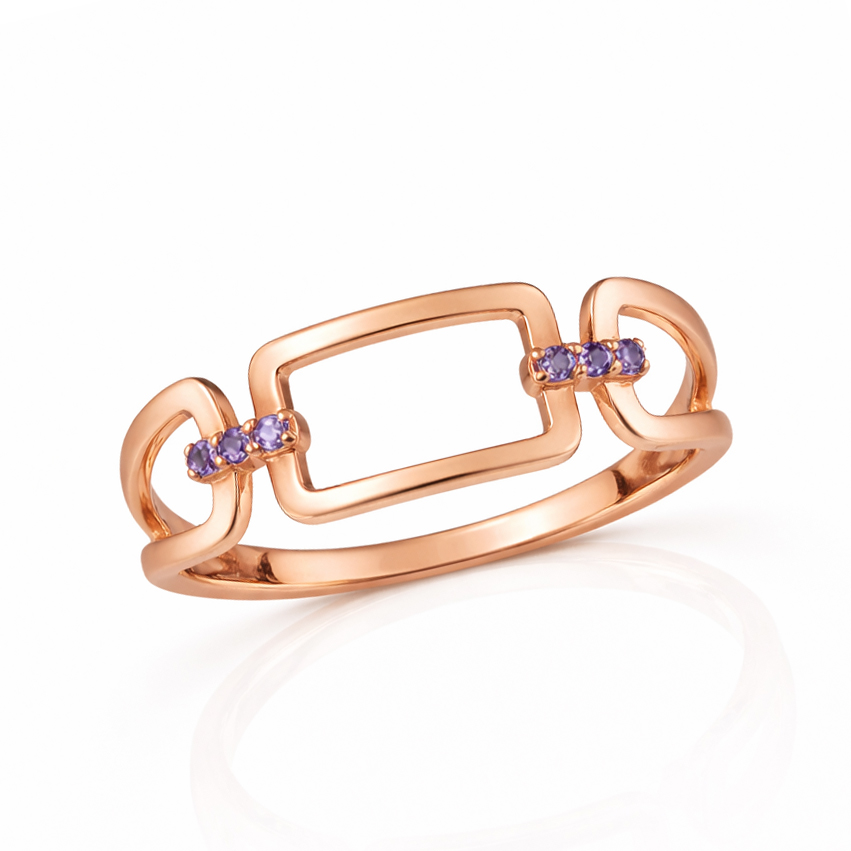 Розово злато пръстен с аметист FILIPA.
